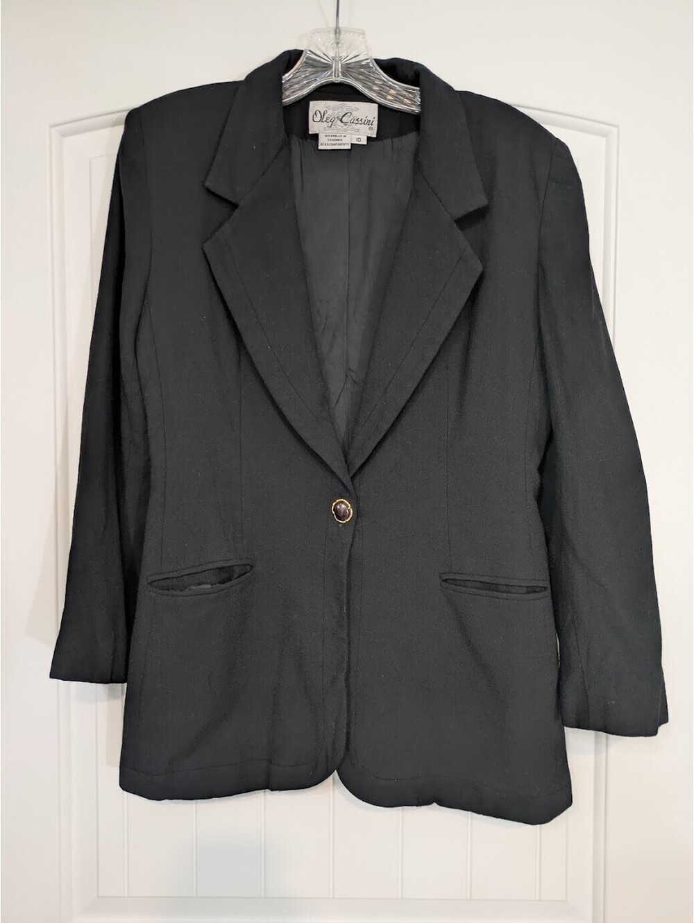 Oleg Cassini Vintage Wool Blazer — Size 10 — Black — GUC